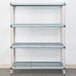 A MetroMax metal shelf with shelves.