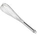 A stainless steel Choice piano whisk with a handle.