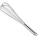 A Choice stainless steel French whisk with a handle.