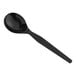 A black Dixie plastic spoon with a long handle.