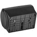 A black plastic Compact by GP Pro double coreless roll toilet paper dispenser with holes.