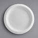 A Dixie Basic white paper plate with a white rim on a gray background.
