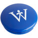 A blue button with a white "W" on it.