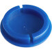 A blue plastic Waterloo faucet handle cap with the word "Cold" carved in it.