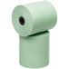 A close-up of a roll of green Point Plus cash register paper.