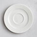 A white RAK Porcelain saucer with an embossed circle on the rim.