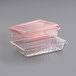 A red Cambro Camwear plastic food storage box with lid.