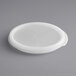 The white Vigor polypropylene lid for a round food storage container.