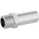 An Avantco stainless steel rear connector pipe with a thread.