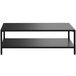 A black rectangular Flash Furniture outdoor coffee table with two shelves.