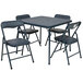 A navy Flash Furniture kids folding table and chairs.
