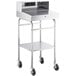 A Lavex stainless steel rolling cart with a drawer and a shelf.