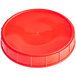A 120 mm red plastic canister lid with a handle.