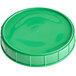 A 120 mm green plastic lid for a canister.