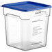 A clear plastic Narvon Slushy Mix fill container with a blue lid.