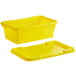 Choice 25" x 15" x 8" Yellow Meat Lug / Tote Box with Cover Main Thumbnail 4