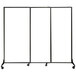 A Versare opal poly sliding room divider with wheels.