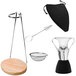 A Decantus Connoisseur wine aerator set with black handles in a black bag with a white string.