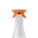 A white bottle with a Franmara orange champagne bottle stopper.