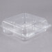 Durable Packaging PXT-933 9" x 9" x 3" Three Compartment Clear Hinged Lid Plastic Container - 100/Pack Main Thumbnail 2