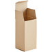 A brown cardboard Lavex heavy-duty reverse tuck carton with the top open.