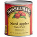 A case of three #10 cans of Musselman's diced apples in water.