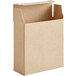 A brown Lavex Kraft reverse tuck carton with a lid.