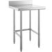 A silver rectangular Regency stainless steel work table with metal legs.