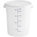 A white plastic Vigor food storage container with blue measurements.