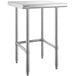 A silver rectangular Regency stainless steel work table with metal legs.