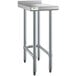 A Regency stainless steel filler table with a metal base and legs.