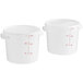 Two white Vigor plastic containers with white lids.