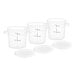 Three Vigor translucent round polypropylene food storage containers with lids.