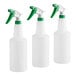 A group of white Lavex plastic bottles with green and white sprayers.