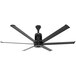 A black Big Ass Fans outdoor ceiling fan with three blades.
