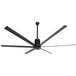 A black Big Ass Fans outdoor ceiling fan with four blades.