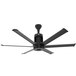 A black Big Ass Fans outdoor ceiling fan with four blades.
