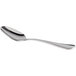 An Acopa Vittoria stainless steel demitasse spoon with a silver handle and spoon.