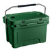 A hunter green CaterGator outdoor cooler with handles.