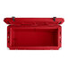 A red CaterGator outdoor cooler with the lid open.