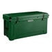 A hunter green CaterGator outdoor cooler with black handles.