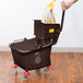 Lavex Janitorial 35 Qt. Brown Mop Bucket & Side Press Wringer Combo Main Thumbnail 6