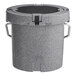 A grey plastic container with a black lid.
