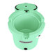 A seafoam green CaterGator outdoor cooler with a lid open.
