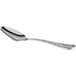 An Acopa Inspira stainless steel demitasse spoon with a silver handle and spoon.
