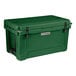 A Hunter Green CaterGator outdoor cooler with black handles.