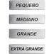 Four metal Spanish name plates with black text.