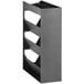 A black metal ServSense countertop lid organizer with five sections.