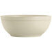 A Libbey Porcelana Cream white porcelain nappie bowl with a rolled edge on a white background.