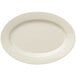 A white Libbey Porcelain oval platter with a wide rim.